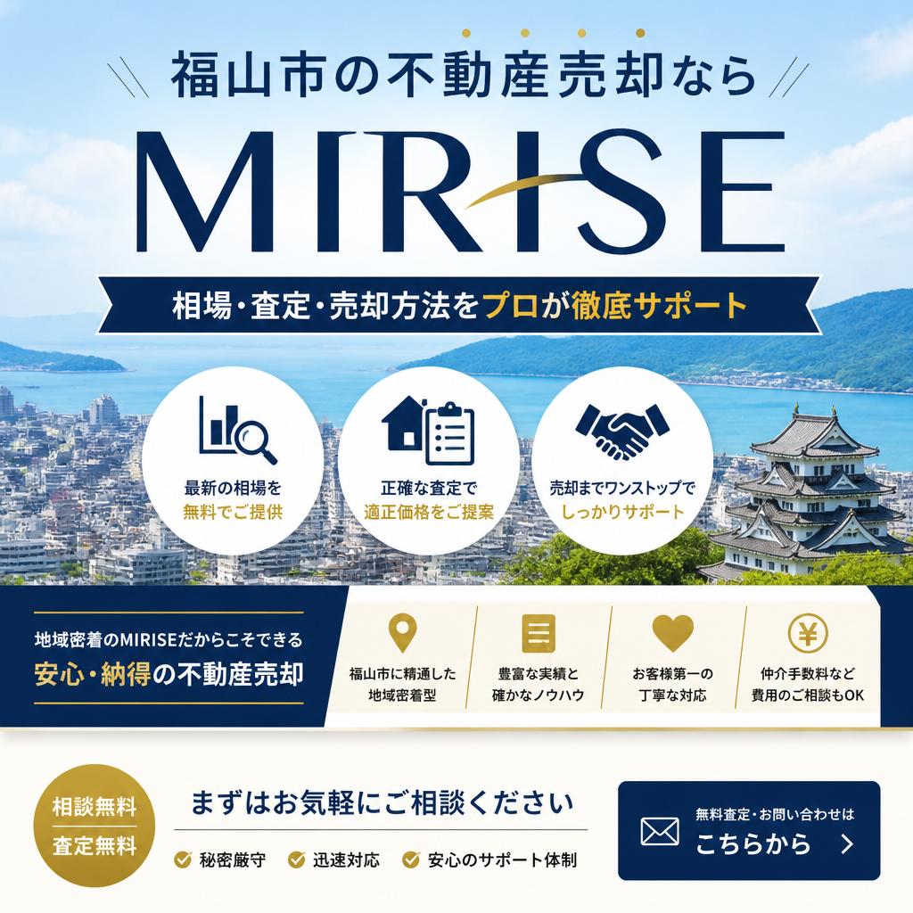 福山市の不動産売却ならMIRISEへ｜相場・査定・売却方法をプロが徹底サポート