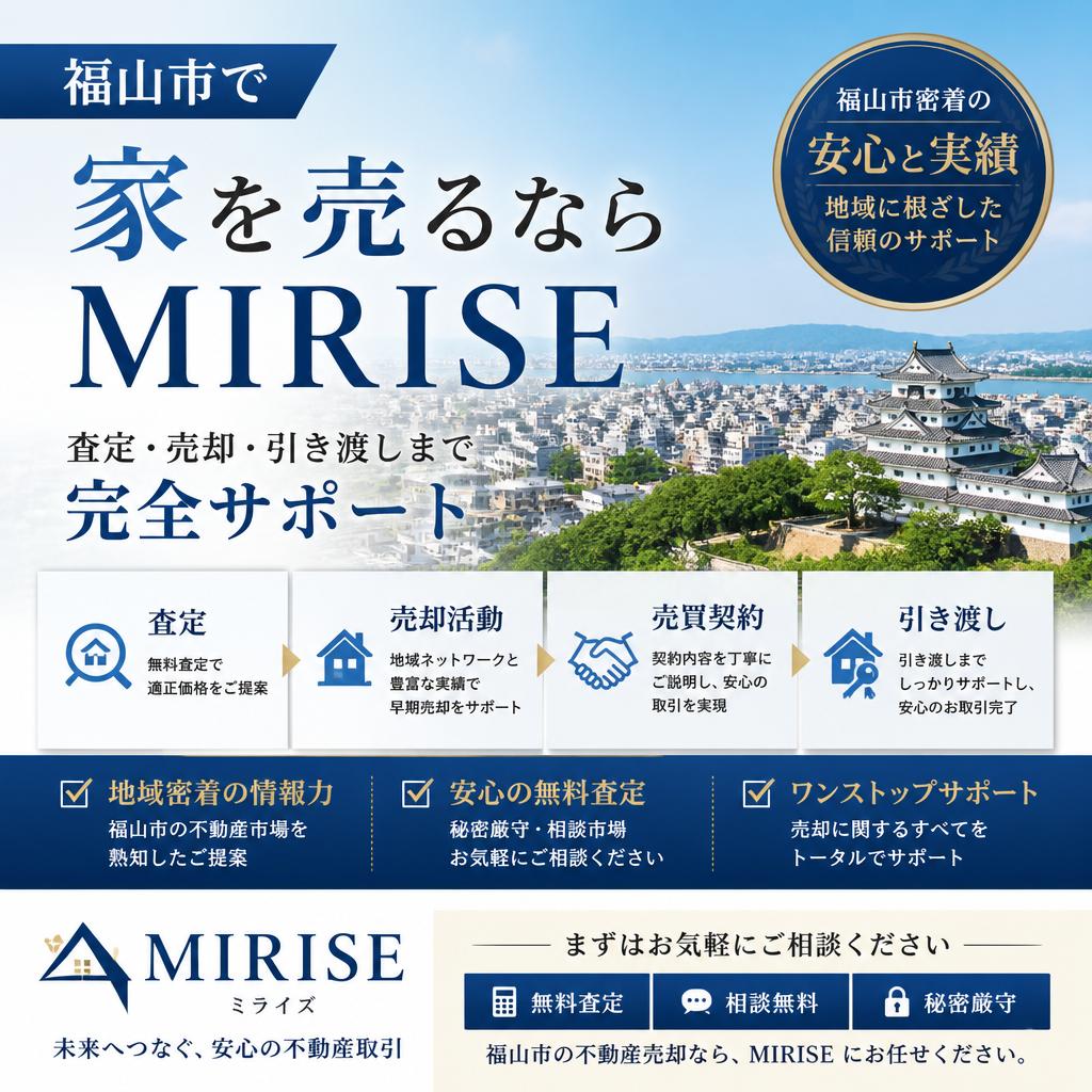 福山市で家を売るならMIRISEへ｜査定・売却・引き渡しまで完全サポート