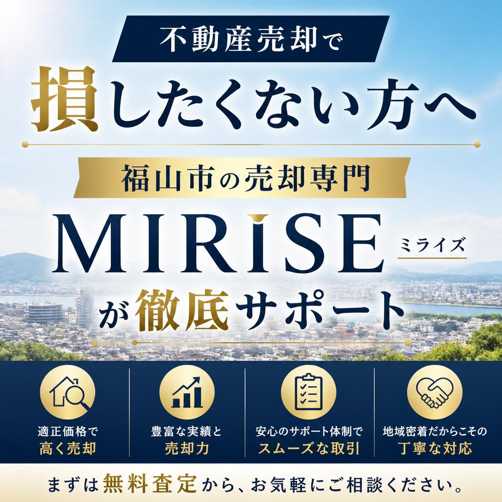不動産売却で損したくない方へ、福山市の売却専門MIRISEが徹底サポート