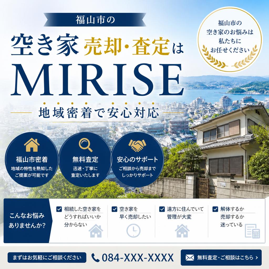 福山市の空き家売却・査定はMIRISEへ｜地域密着で安心対応