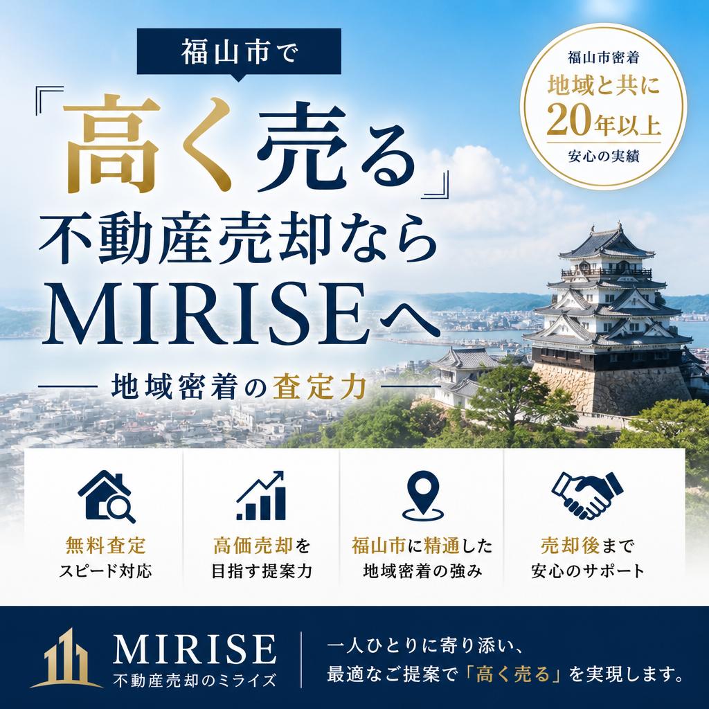福山市で“高く売る”不動産売却ならMIRISEへ｜地域密着の査定力
