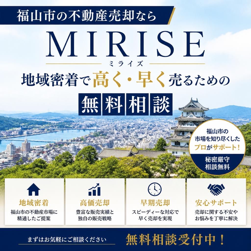 福山市の不動産売却ならMIRISEへ｜地域密着で高く・早く売るための無料相談