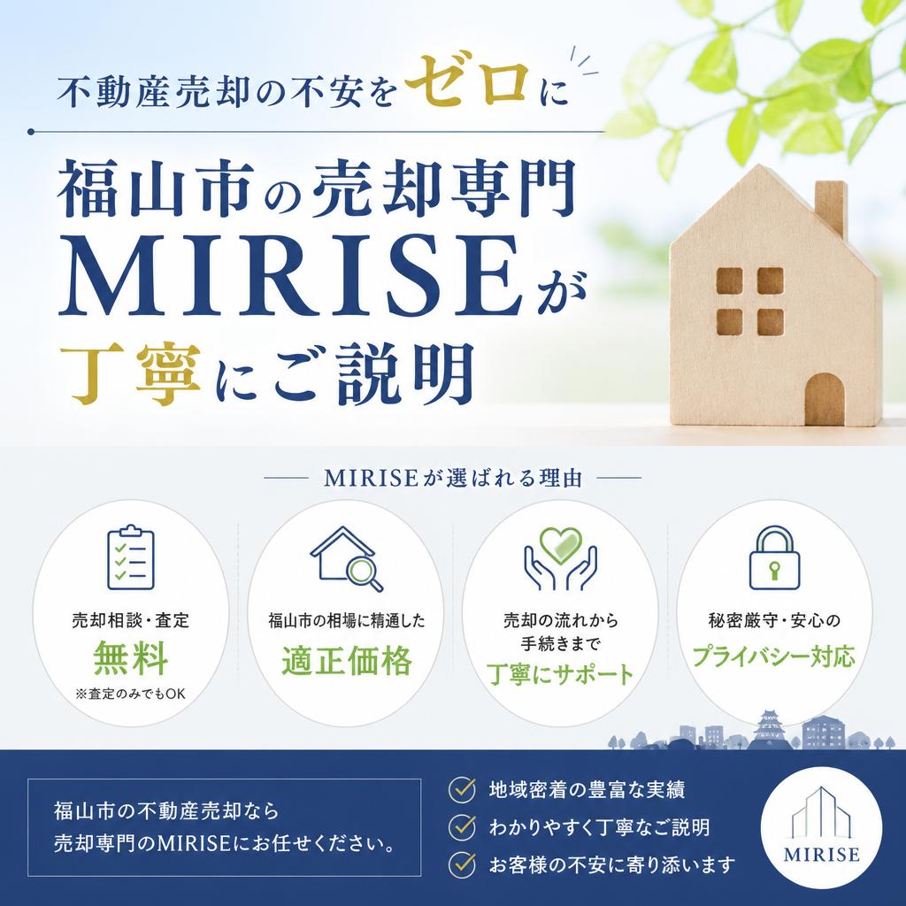 不動産売却の不安をゼロに｜福山市の売却専門MIRISEが丁寧にご説明
