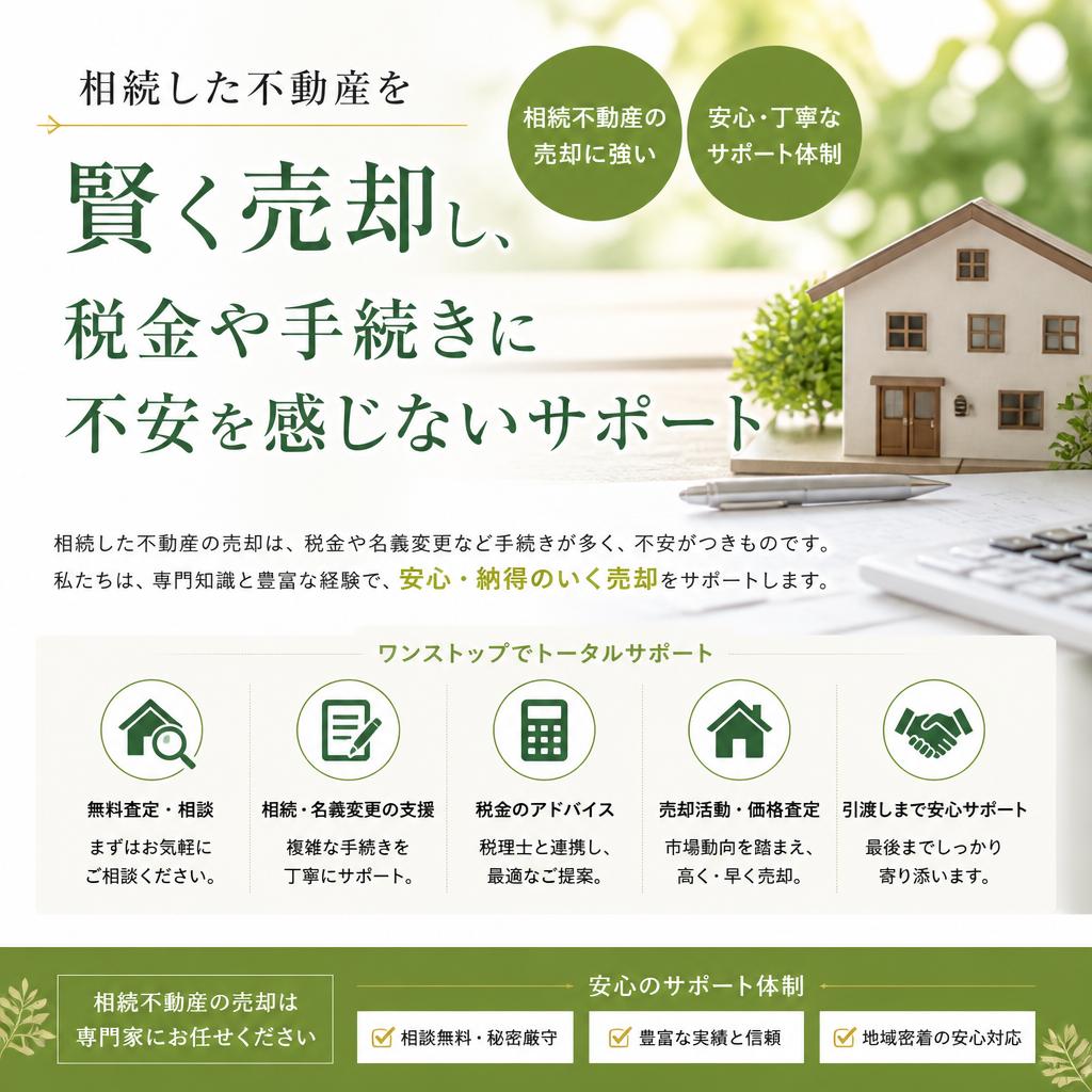 相続した不動産を賢く売却し、税金や手続きに不安を感じないサポート。
