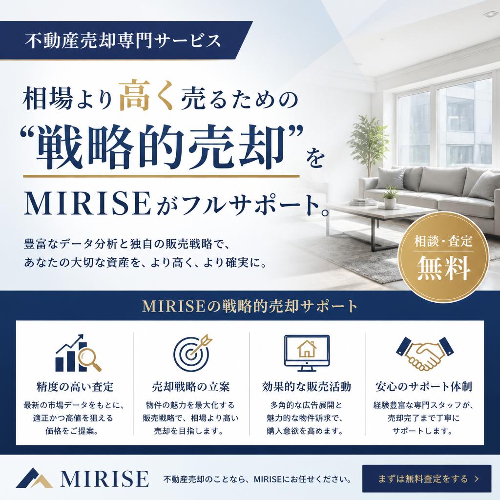 不動産売却専門サービス｜相場より高く売るための“戦略的売却”をMIRISEがフルサポート。