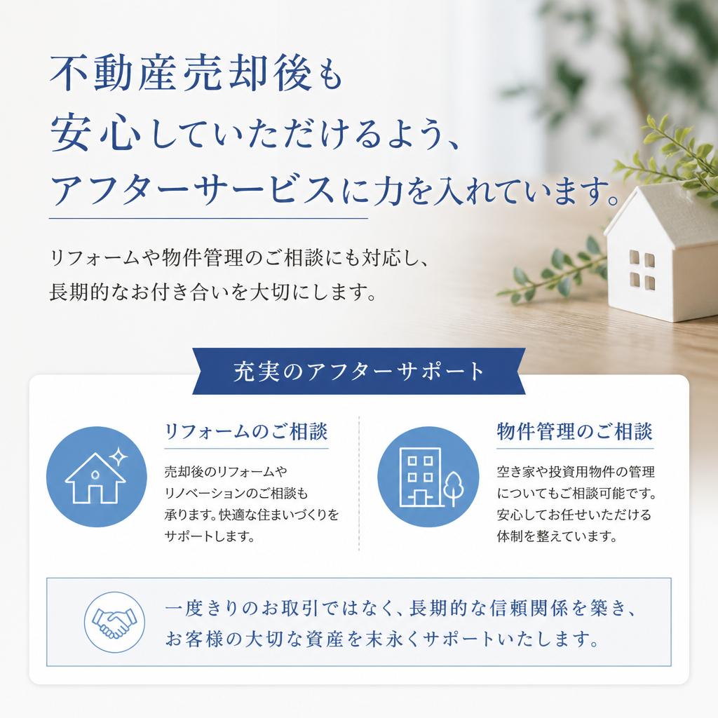 アフターサービスで安心のサポート