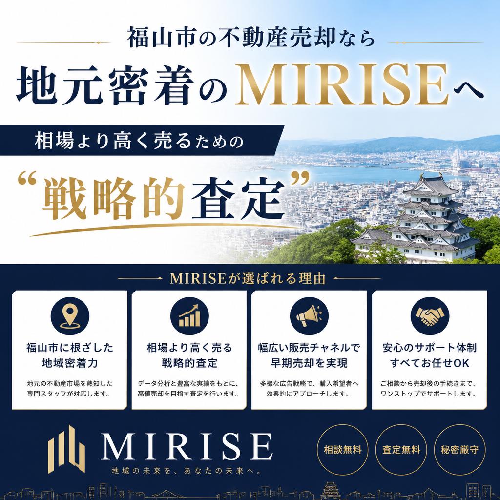 福山市の不動産売却なら“地元密着のMIRISE”へ｜相場より高く売るための“戦略的査定”