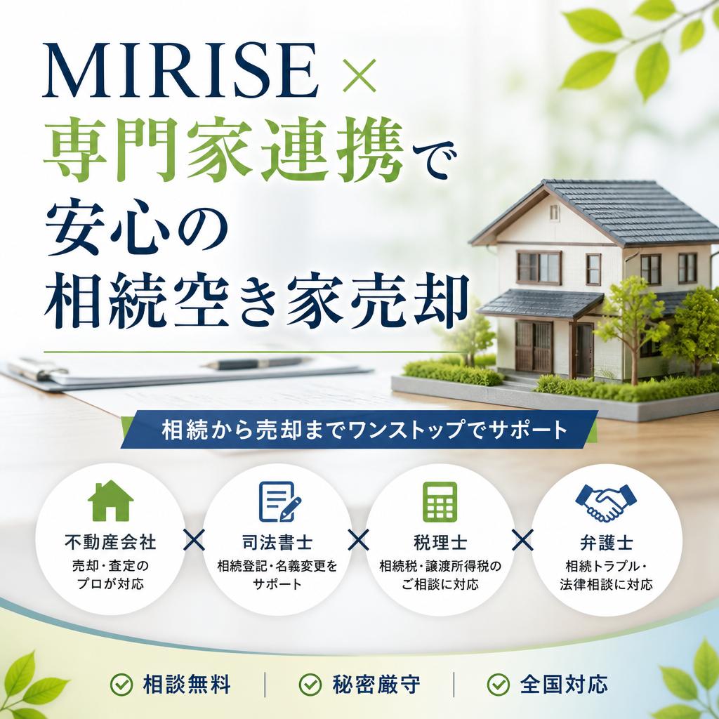 MIRISE×専門家連携で安心の相続空き家売却｜手続きから売却まで丸ごとサポート