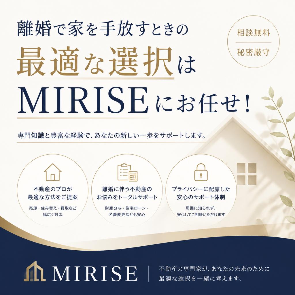 離婚で家を手放すときの“最適な選択”をMIRISEが提案｜共有名義・ローン残債も丁寧にサポート