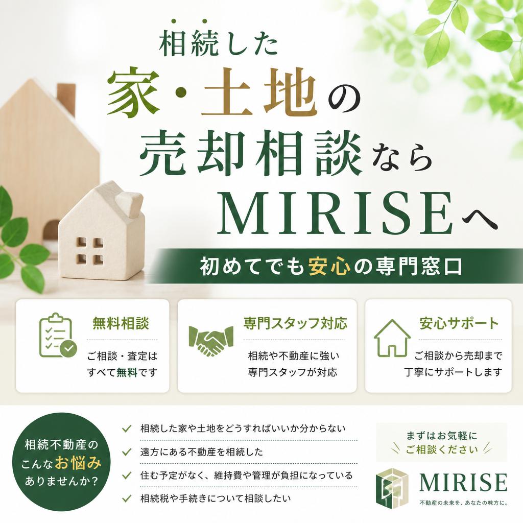 相続した家・土地の売却相談ならMIRISEへ｜初めてでも安心の専門窓口