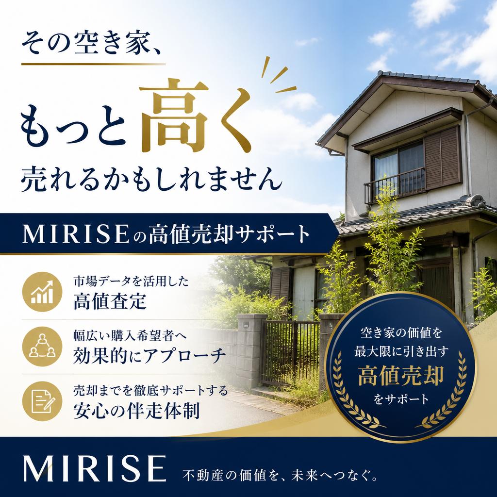 その空き家、もっと高く売れるかもしれません｜MIRISEの高値売却サポート