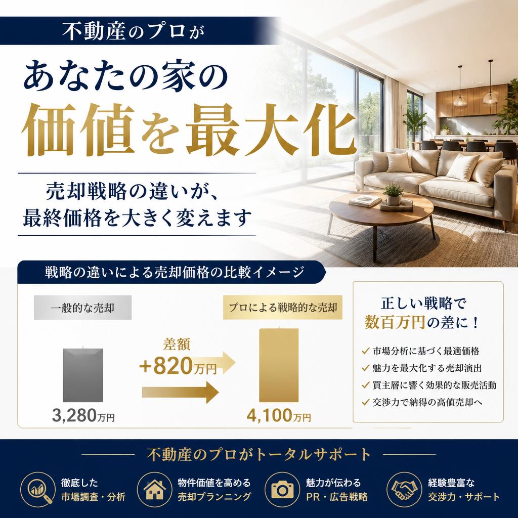 不動産のプロがあなたの家の価値を最大化｜売却戦略の違いが、最終価格を大きく変えます