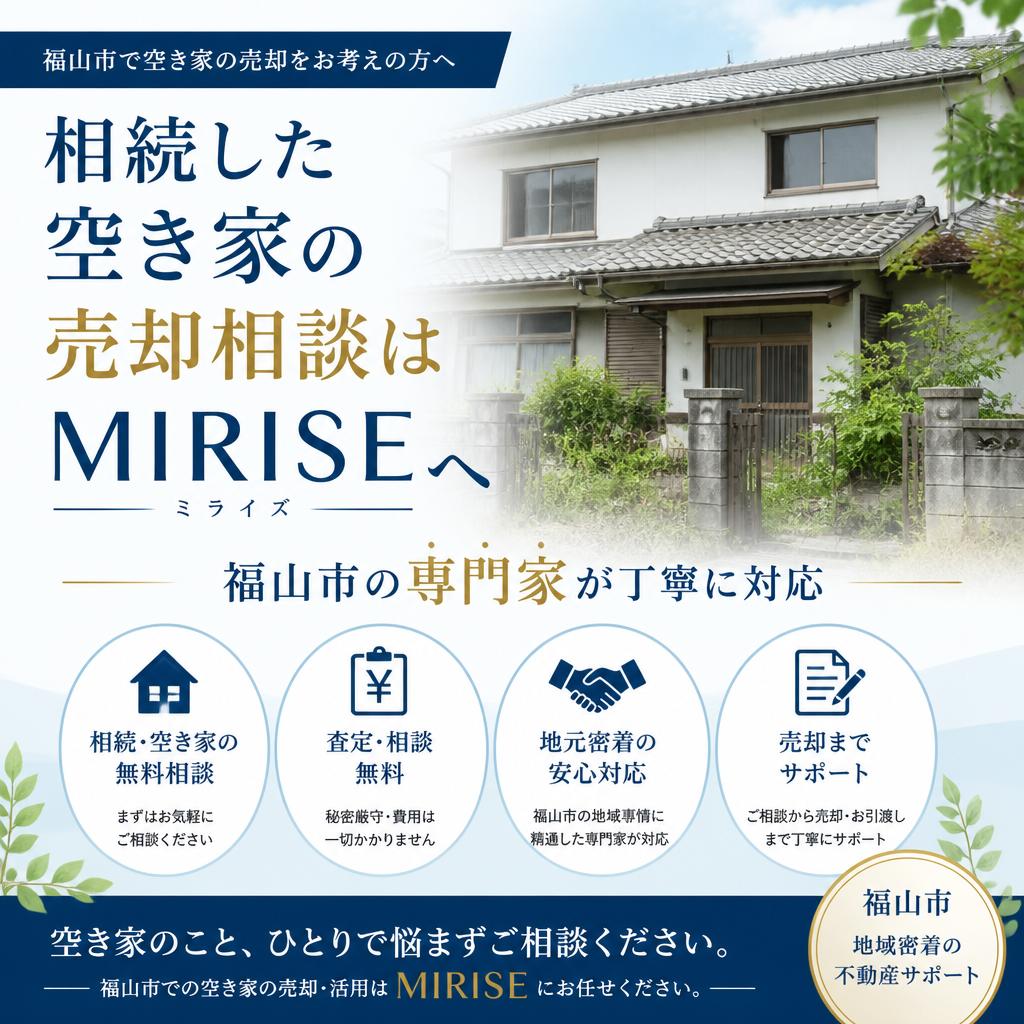 相続した空き家の売却相談はMIRISEへ｜福山市の専門家が丁寧に対応