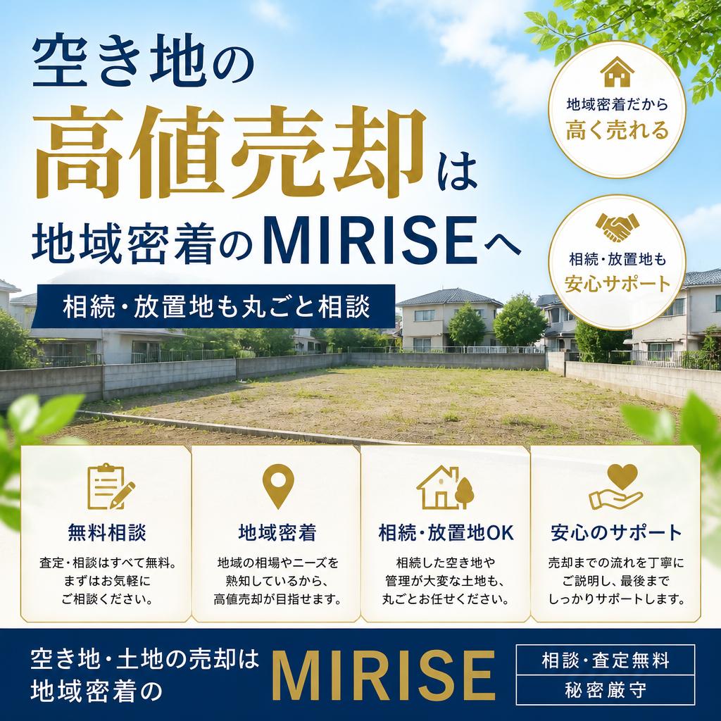 空き地の高値売却は地域密着のMIRISEへ｜相続・放置地も丸ごと相談