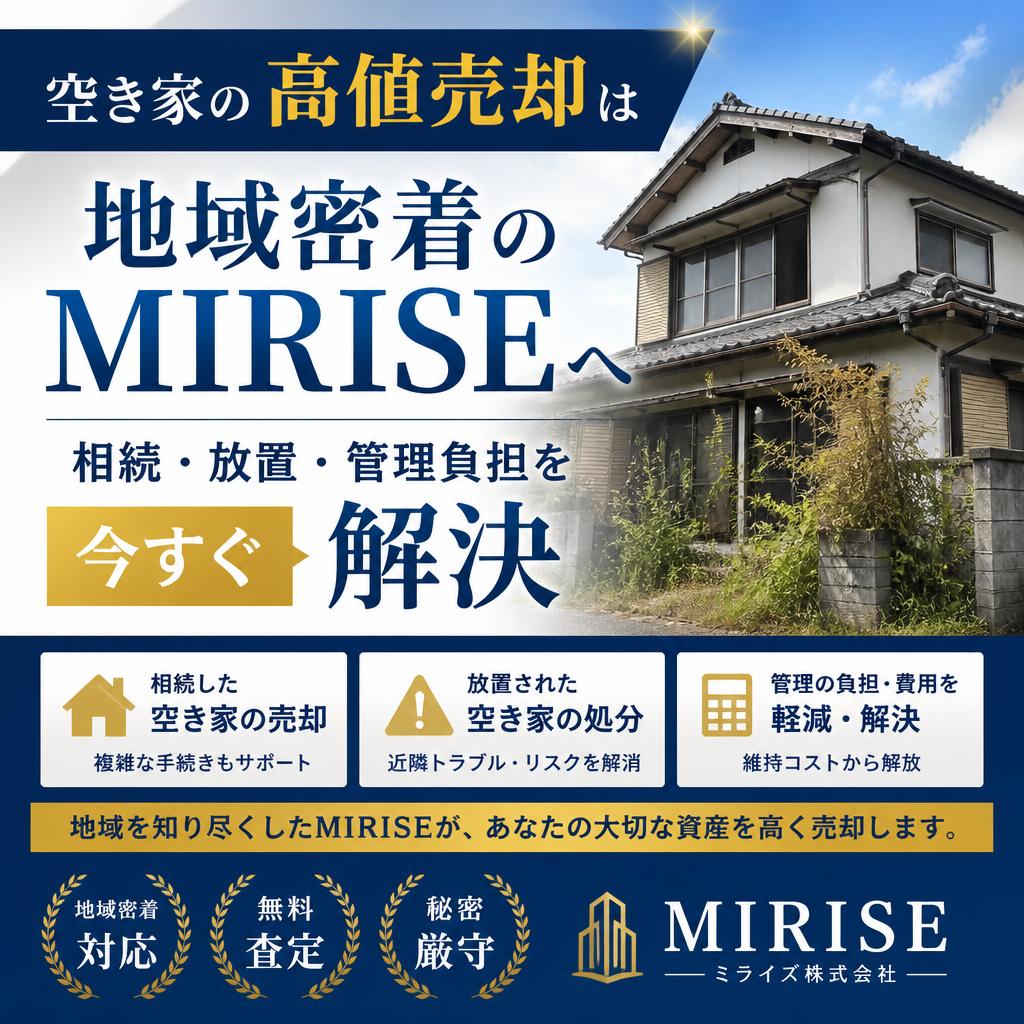 空き家の高値売却は地域密着のMIRISEへ｜相続・放置・管理負担を今すぐ解決