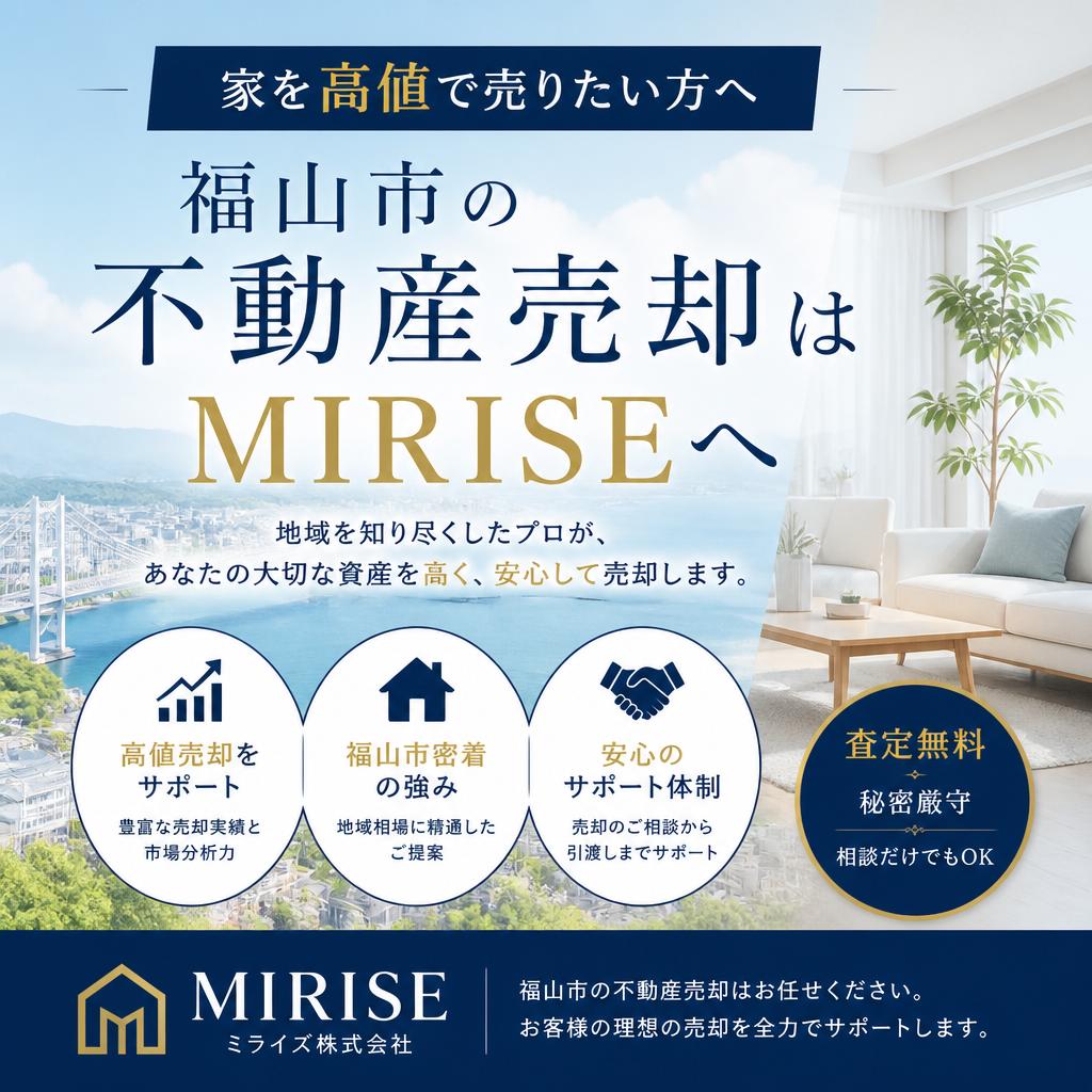 家を高値で売りたい方へ｜福山市の不動産売却はMIRISEへ
