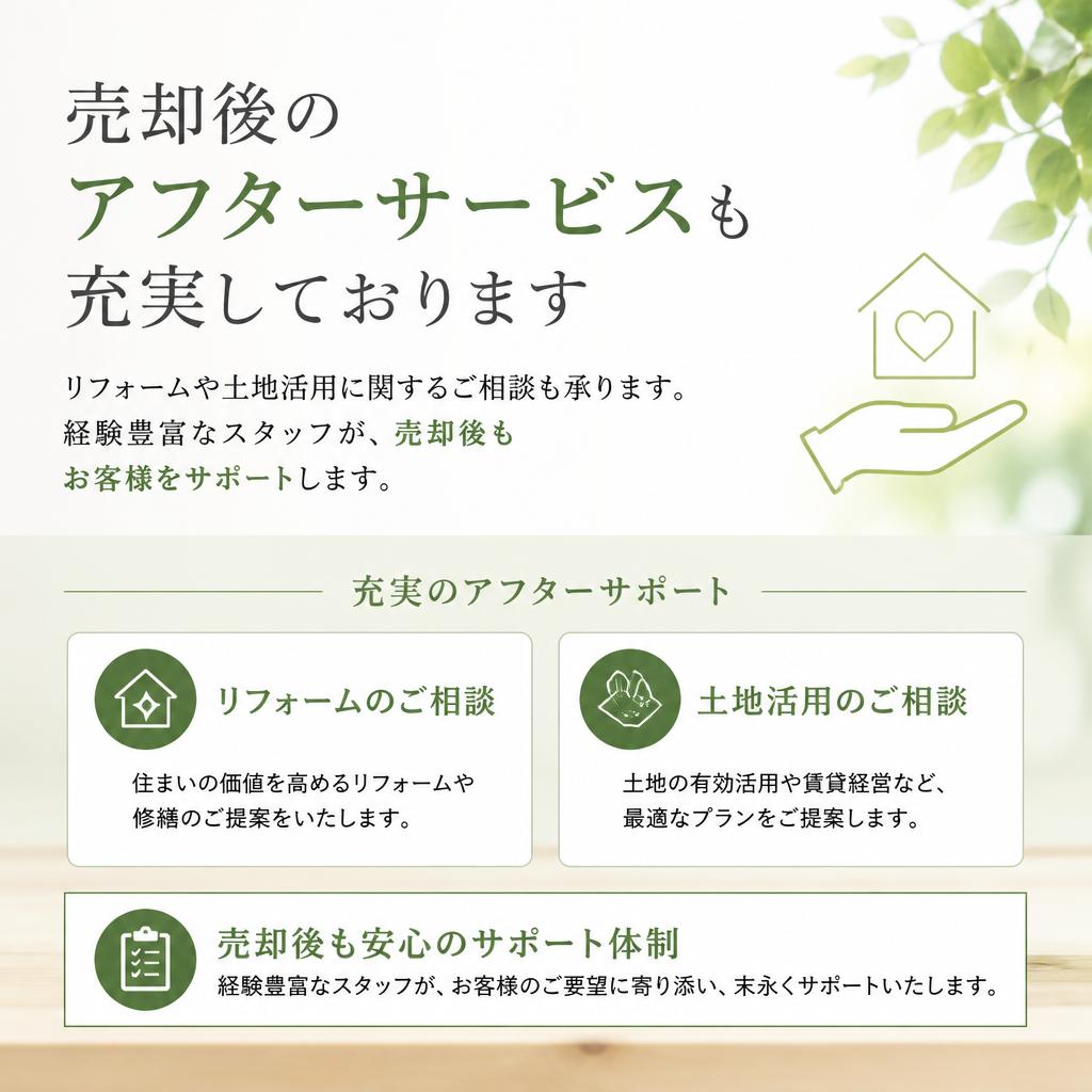 アフターサービス：売却後も安心のサポート
