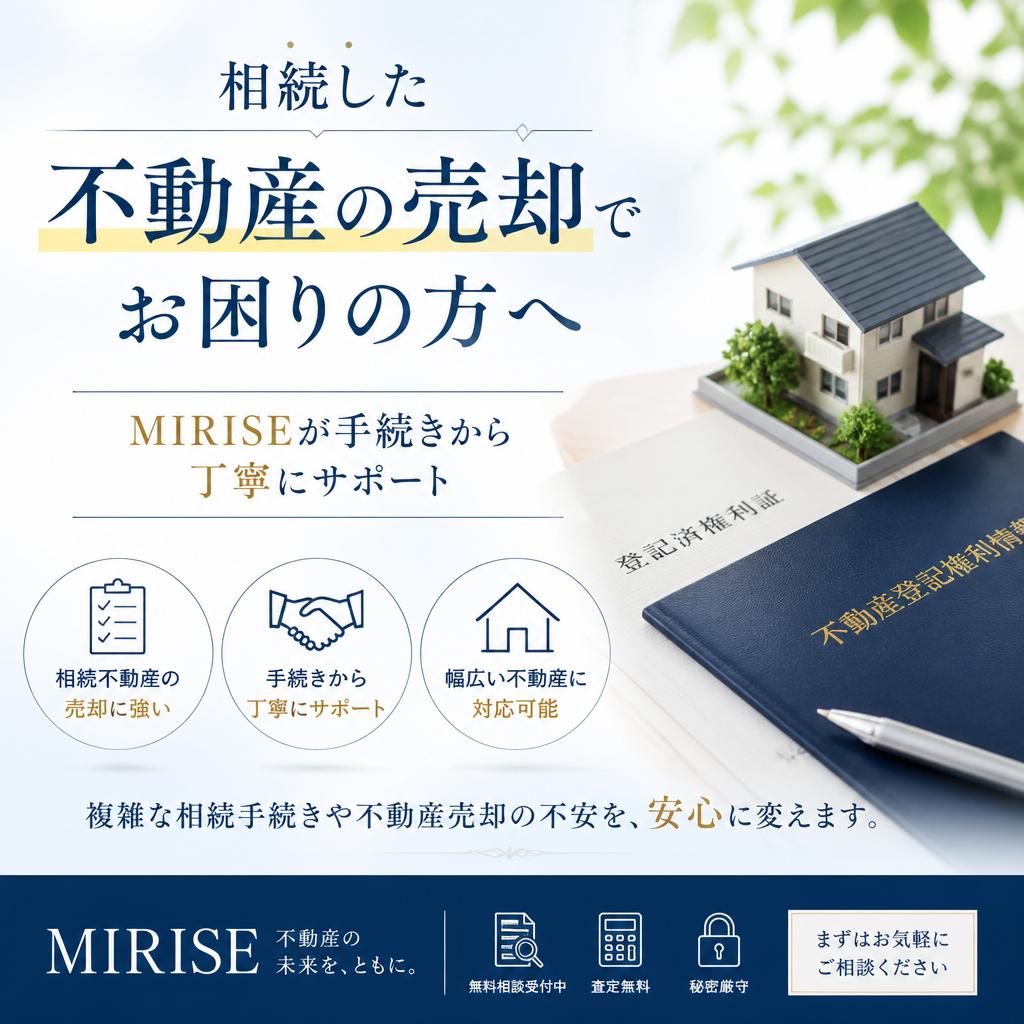 相続した不動産の売却でお困りの方へ｜MIRISEが手続きから丁寧にサポート