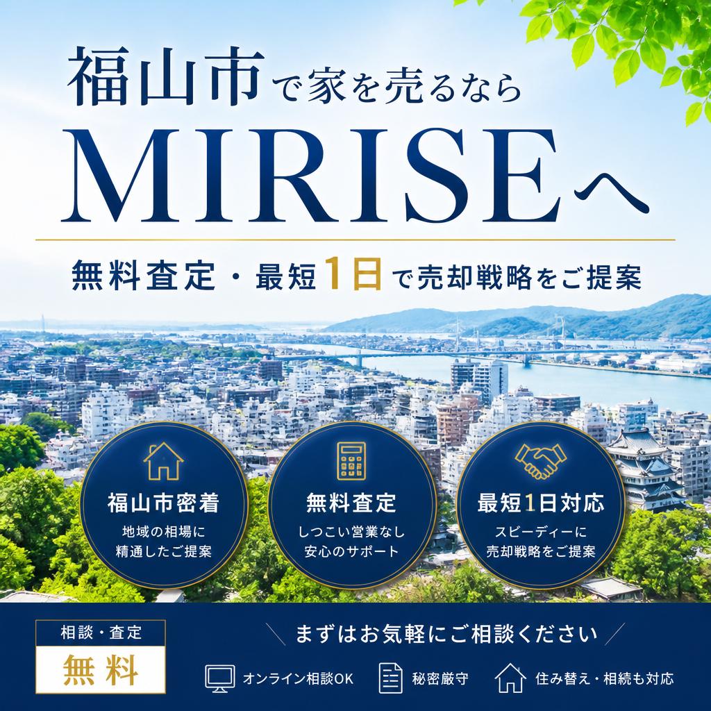 福山市で家を売るならMIRISEへ｜無料査定・最短1日で売却戦略をご提案