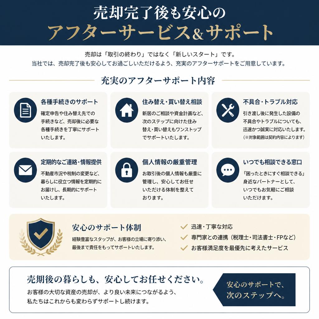 売却後も安心のアフターサポート