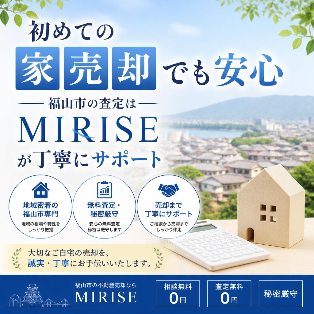 初めての家売却でも安心｜福山市の査定はMIRISEが丁寧にサポート
