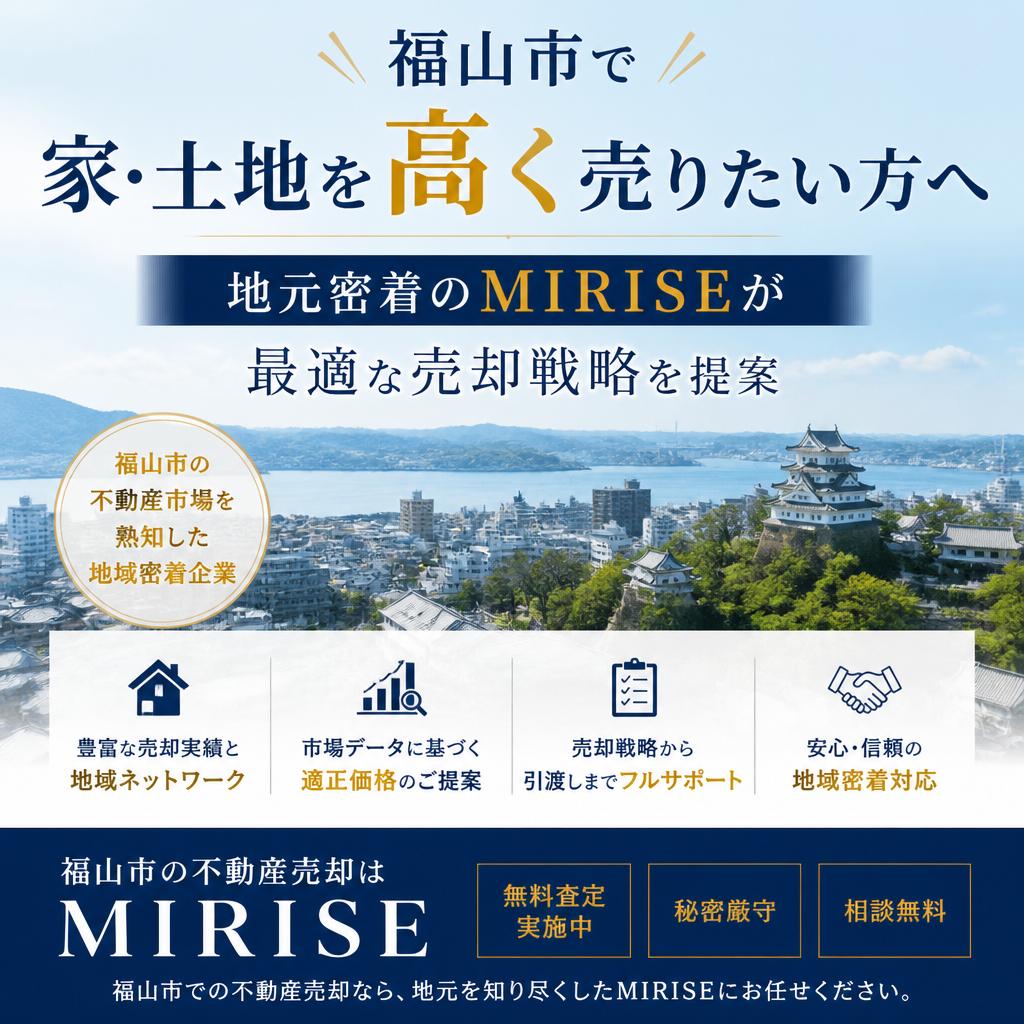 福山市で家・土地を高く売りたい方へ｜地元密着のMIRISEが最適な売却戦略を提案