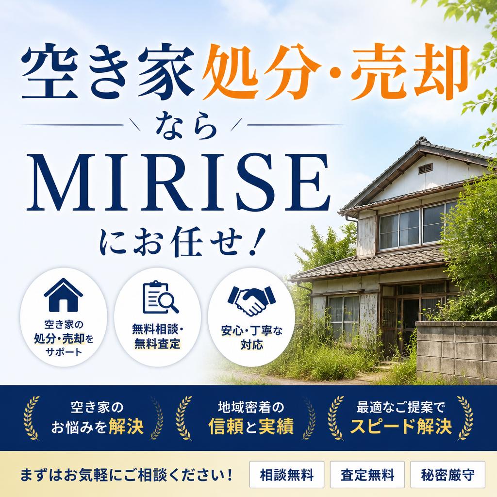 福山市の空き家処分・売却ならMIRISEへ｜残置物あり・築古でも相談0円