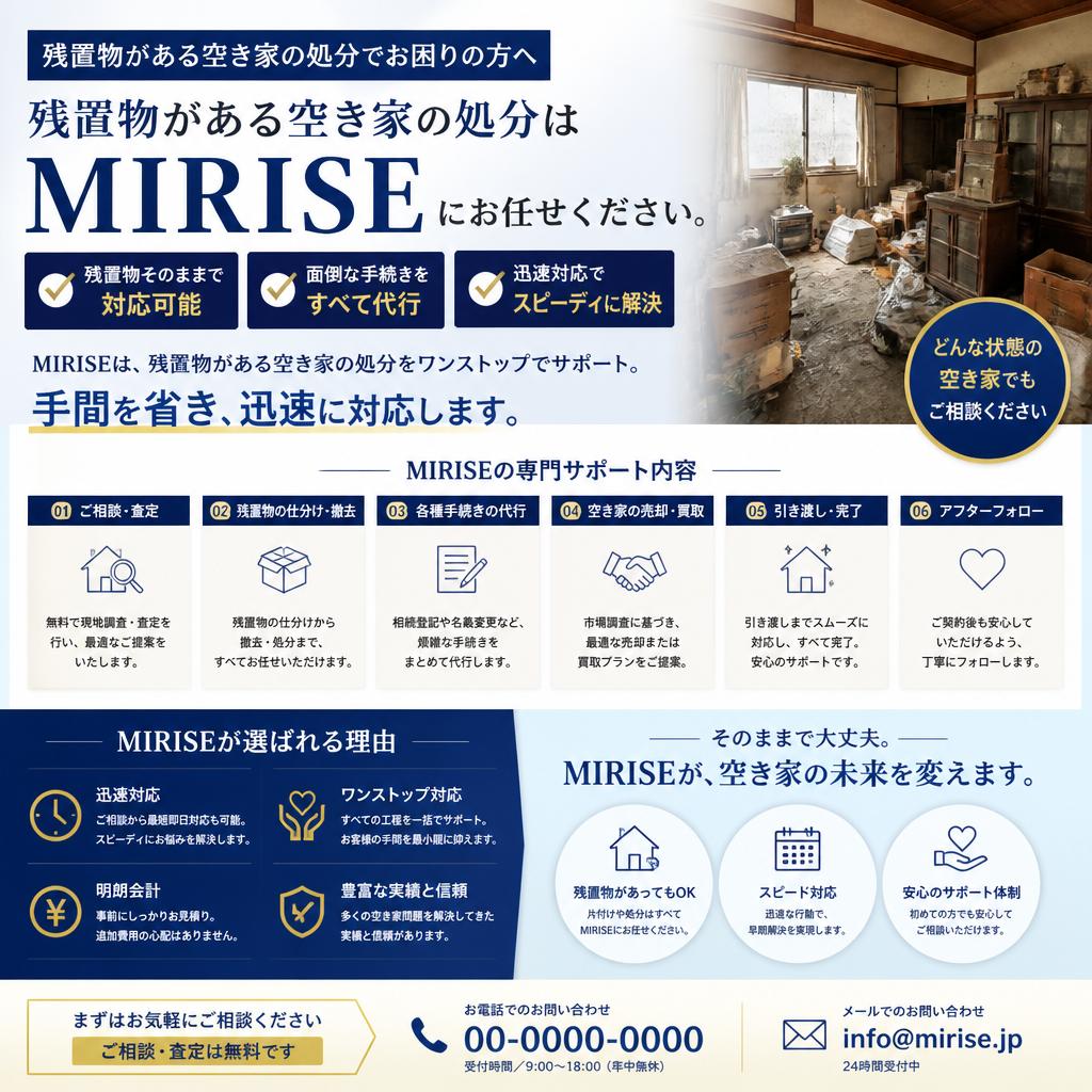 残置物の処分も安心！