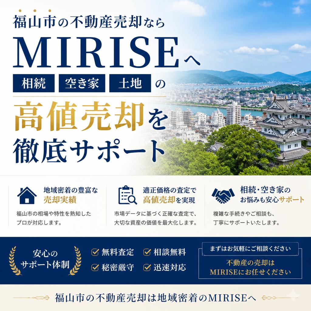 福山市の不動産売却ならMIRISEへ｜相続・空き家・土地の高値売却を徹底サポート