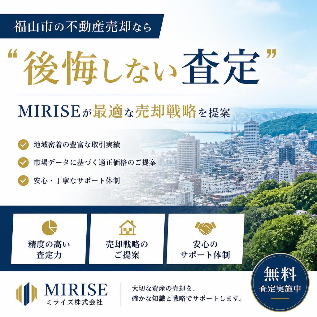 福山市の不動産売却なら"後悔しない査定"｜MIRISEが最適な売却戦略を提案