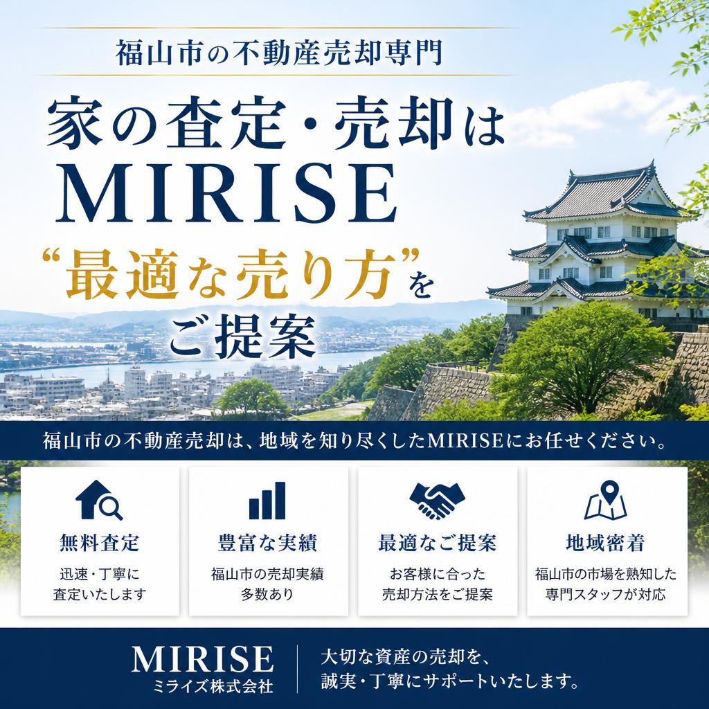 福山市の不動産売却専門｜家の査定・売却はMIRISEが“最適な売り方”をご提案
