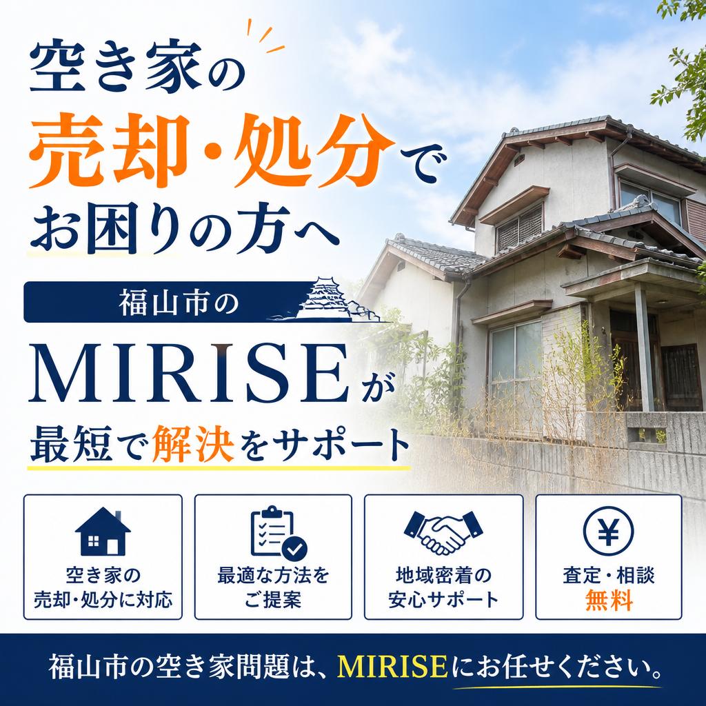 空き家の売却・処分でお困りの方へ｜福山市のMIRISEが“最短で解決”をサポート
