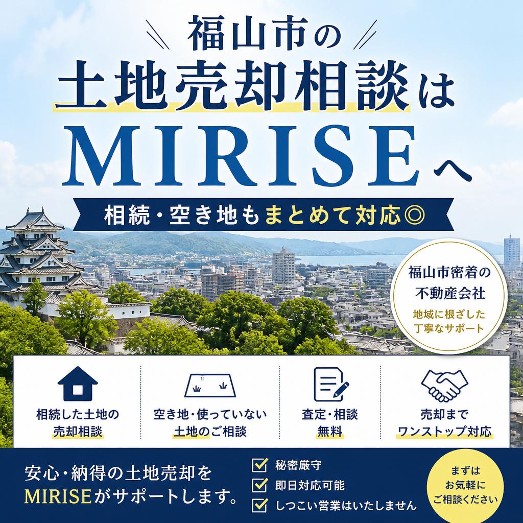 福山市の土地売却相談はMIRISEへ｜相続・空き地もまとめて対応◎