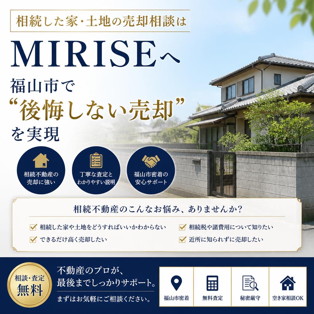 相続した家・土地の売却相談はMIRISEへ｜福山市で“後悔しない売却”を実現