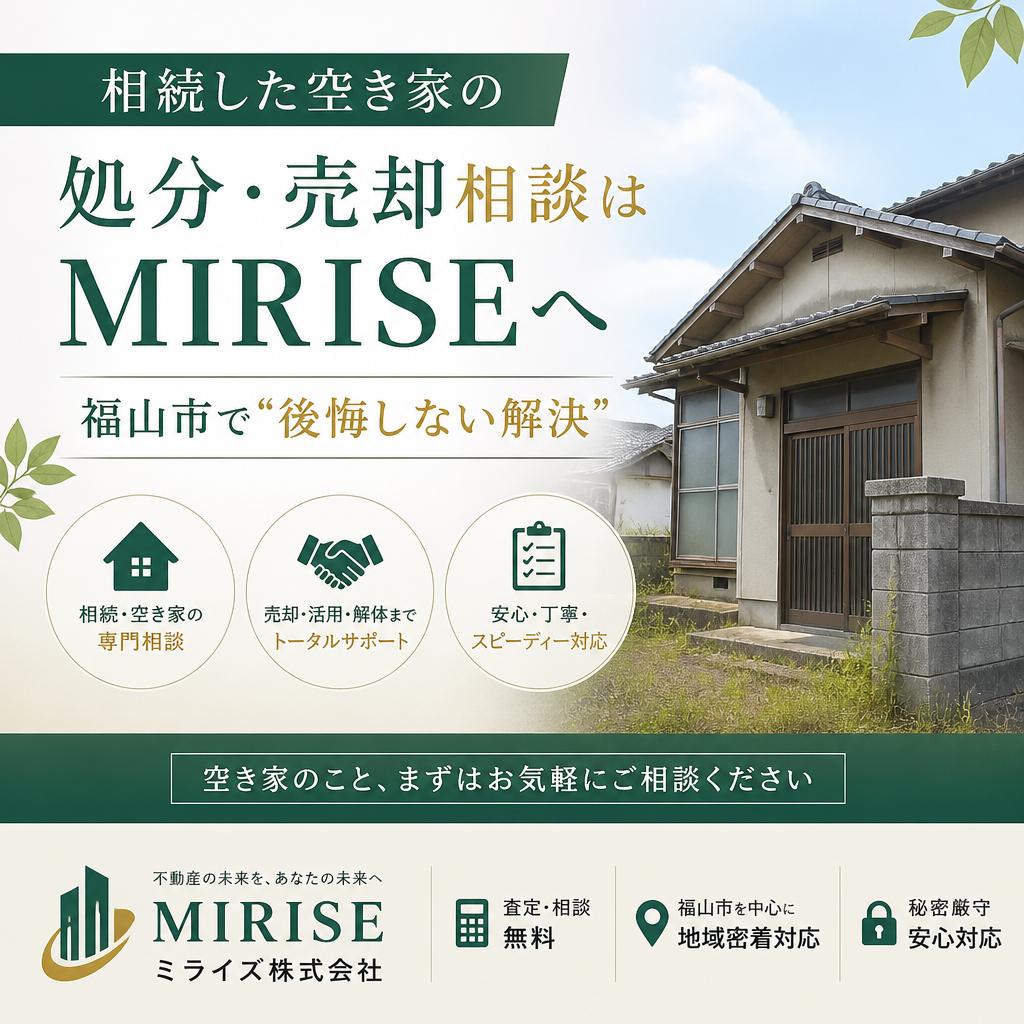 相続した空き家の処分・売却相談はMIRISEへ｜福山市で“後悔しない解決”