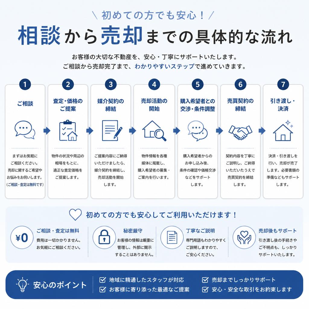 相談から売却までの流れ