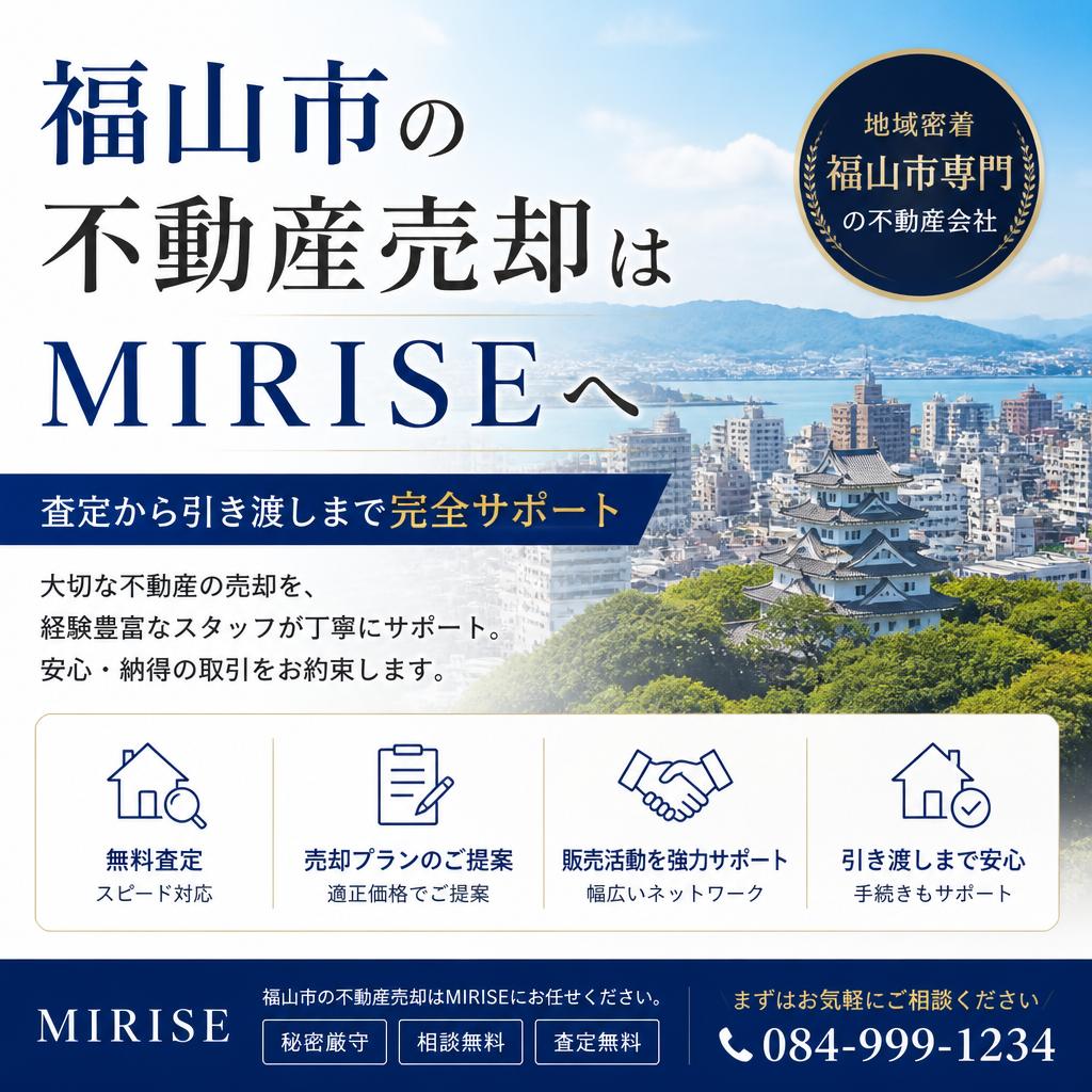 福山市の不動産売却はMIRISEへ｜査定から引き渡しまで完全サポート