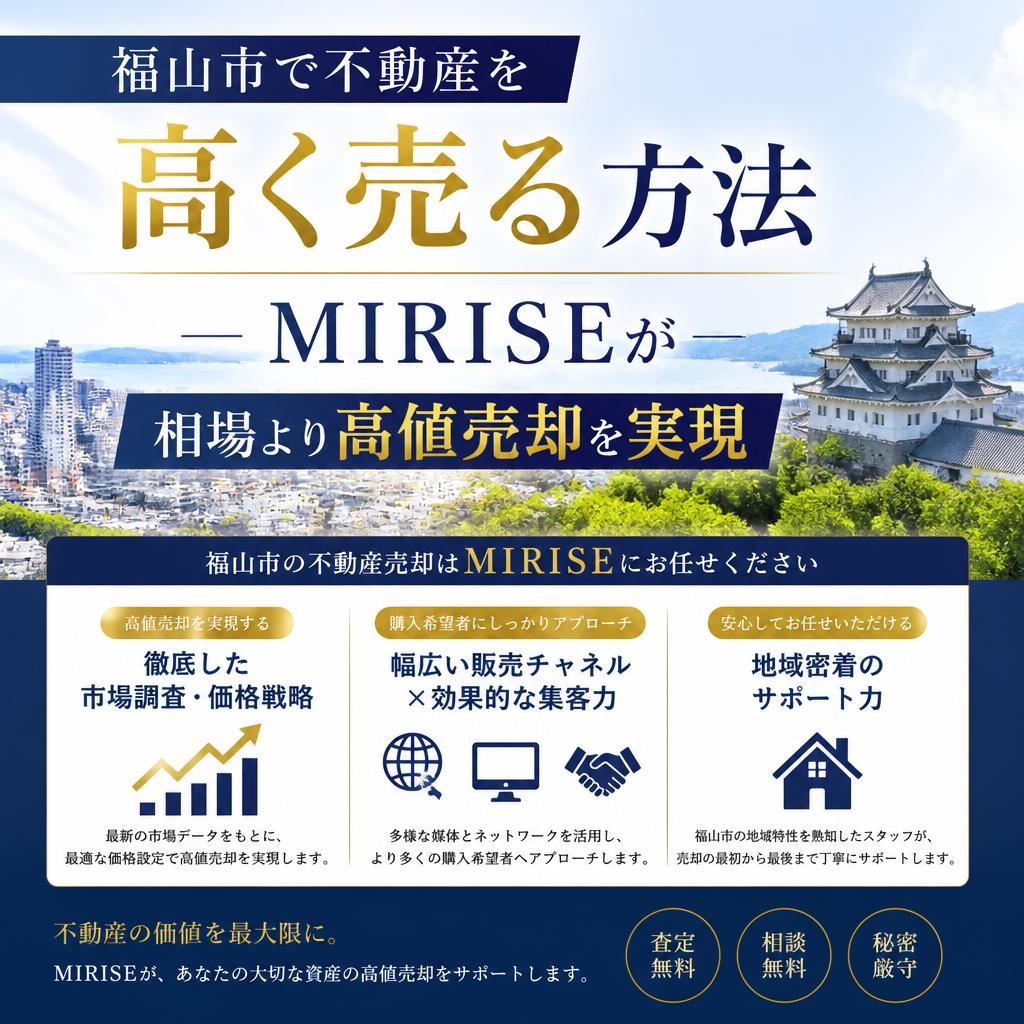 福山市で不動産を高く売る方法―MIRISEが相場より高値売却を実現