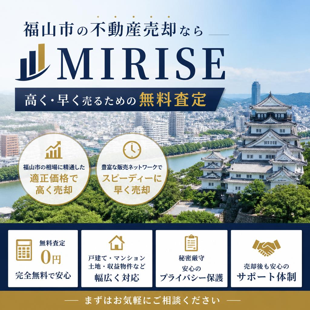 福山市の不動産売却ならMIRISEへ｜高く・早く売るための無料査定