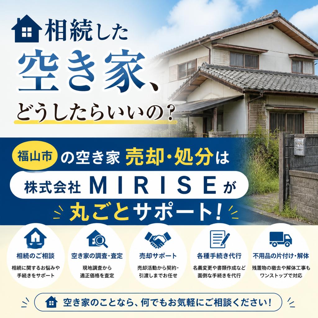 相続した空き家どうする？｜福山市の空き家売却・処分はMIRISEが丸ごとサポート