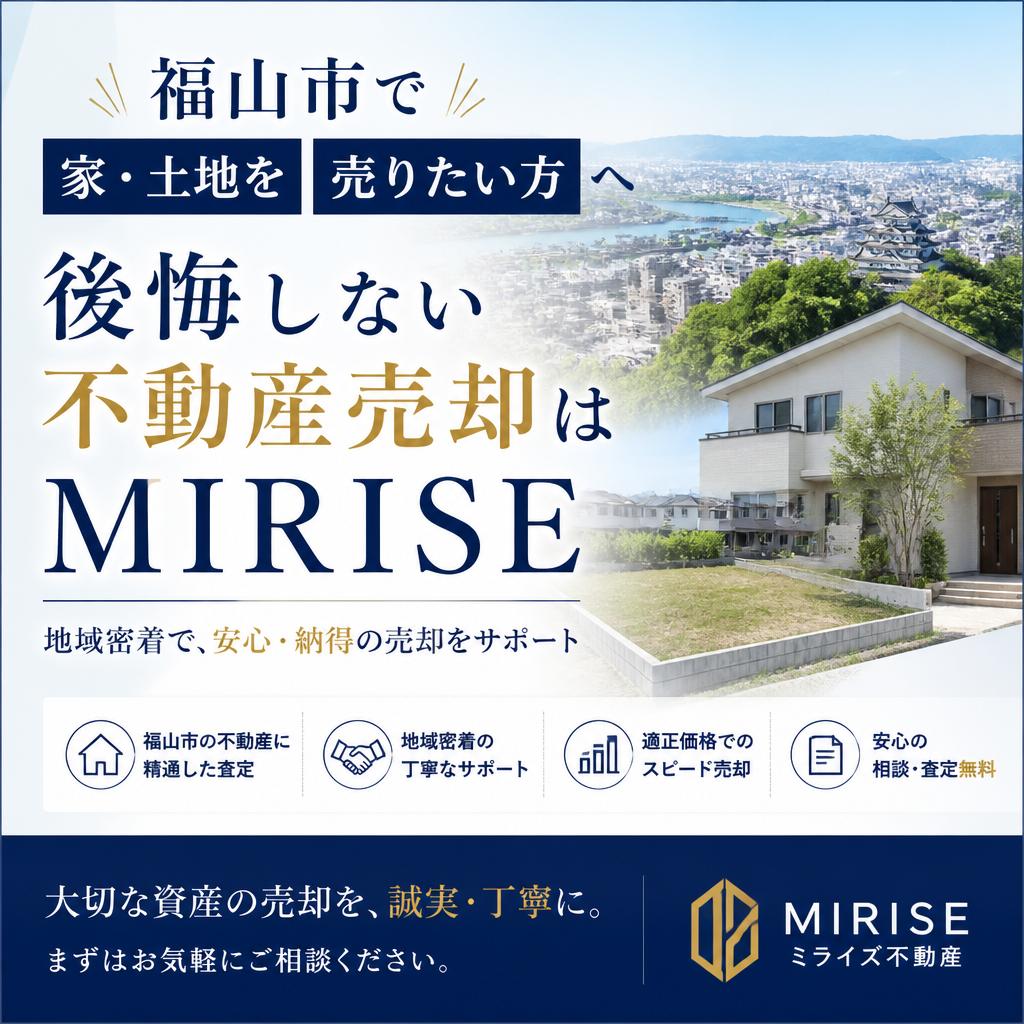 福山市で家・土地を売りたい方へ｜後悔しない不動産売却はMIRISE