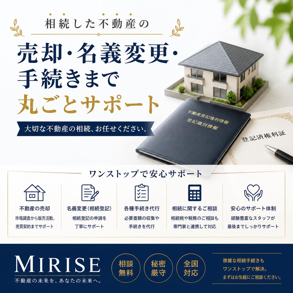 相続した不動産の売却・名義変更・手続きまで丸ごとサポート｜MIRISE